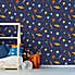 Space and Planets Navy Wallpaper Navy