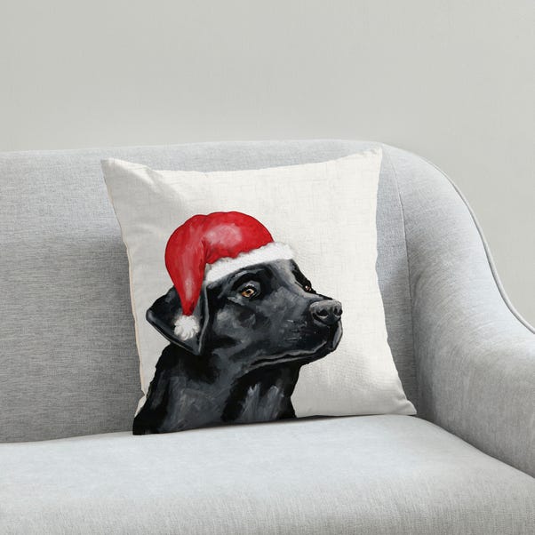 Labrador Christmas Hat Cushion  image 1 of 2