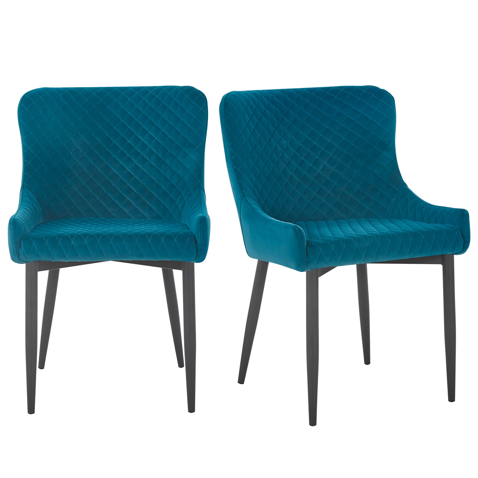 Montreal Set Of 2 Dining Chairs Velvet Blue