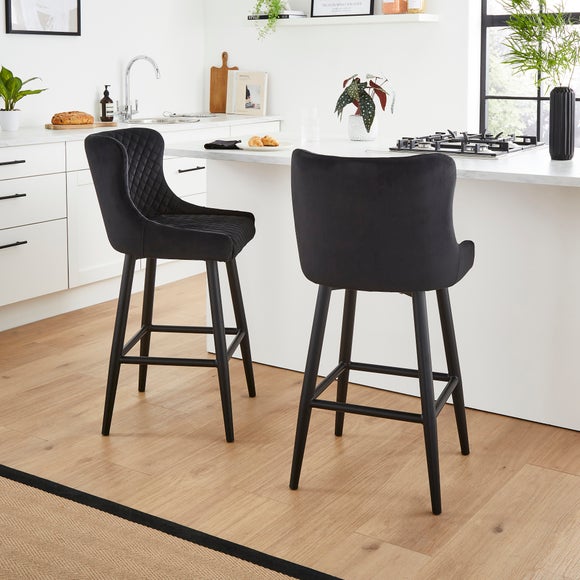 Montreal bar store stool charcoal velvet