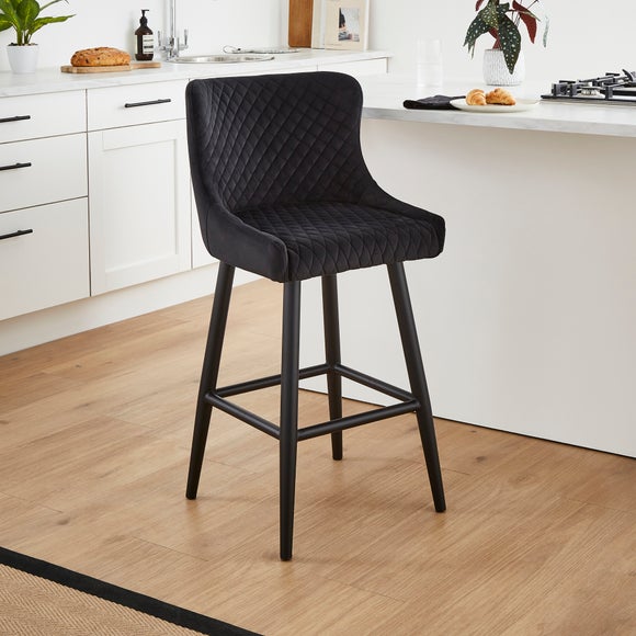 Montreal Bar Stool Charcoal Velvet Dunelm