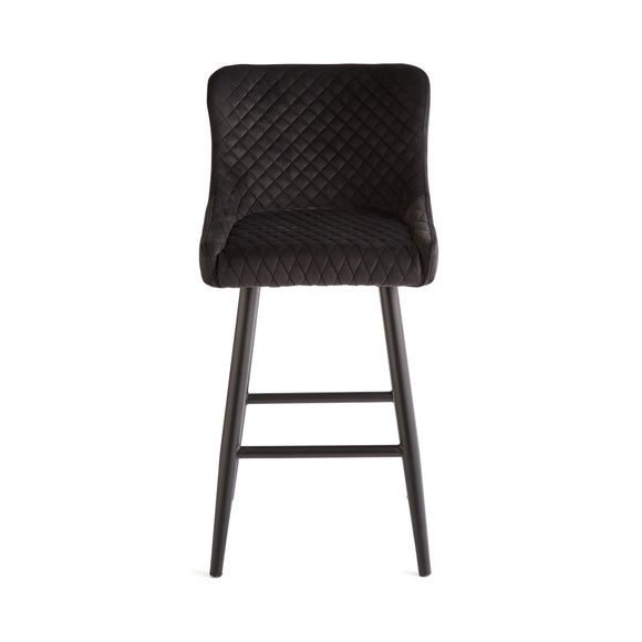 Montreal Bar Stool Charcoal Velvet Dunelm