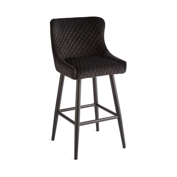 Montreal Bar Stool Charcoal Velvet Dunelm