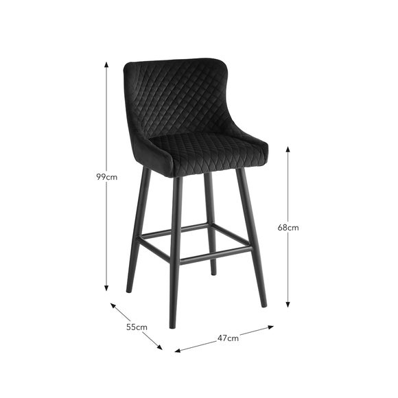 Montreal Bar Stool Charcoal Velvet Dunelm