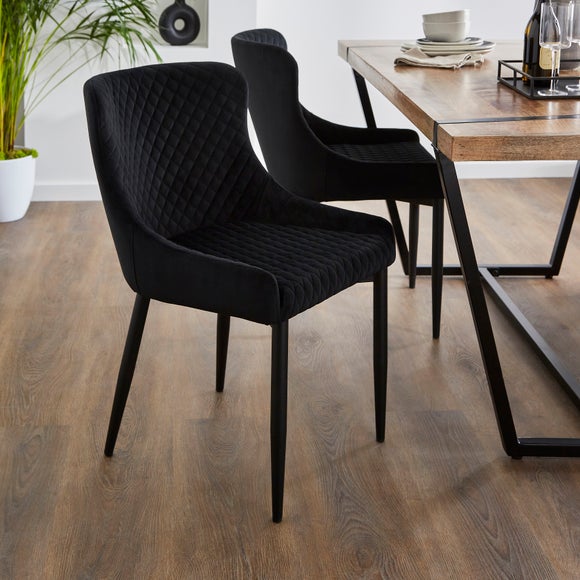 Montreal Set of 2 Dining Chairs Charcoal Velvet Dunelm