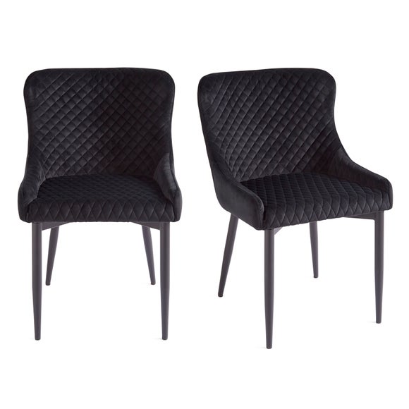 Montreal Set of 2 Dining Chairs Charcoal Velvet Dunelm