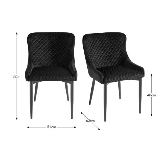 Montreal Set of 2 Dining Chairs Charcoal Velvet Dunelm