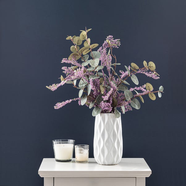 Artificial Berry and Eucalyptus Bouquet in White Vase image 1 of 5