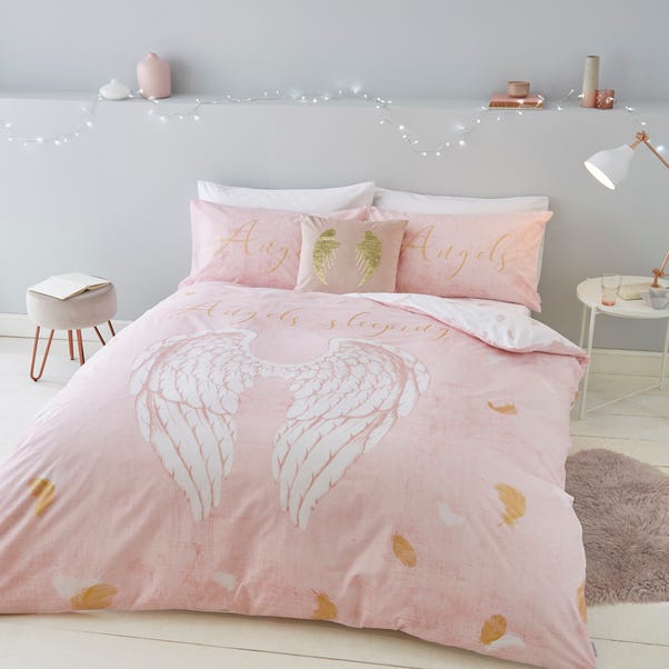 Catherine Lansfield Blush Angel Duvet Cover and Pillowcase Set  undefined
