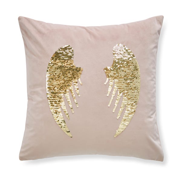 Catherine Lansfield Blush Angel Sequin Wings Cushion Blush (Pink)