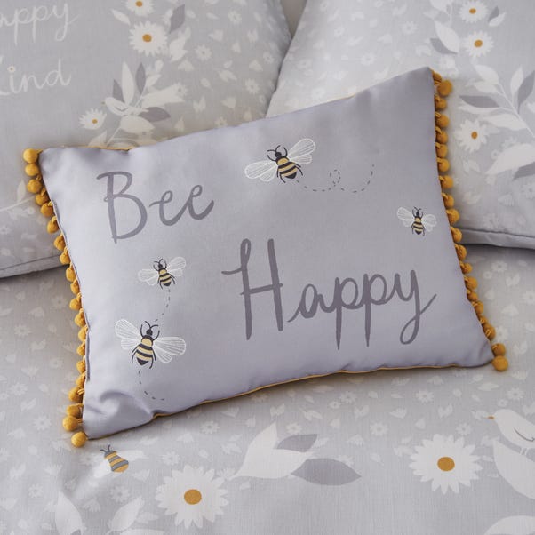 Catherine Lansfield Bee Happy Grey Cushion image 1 of 3
