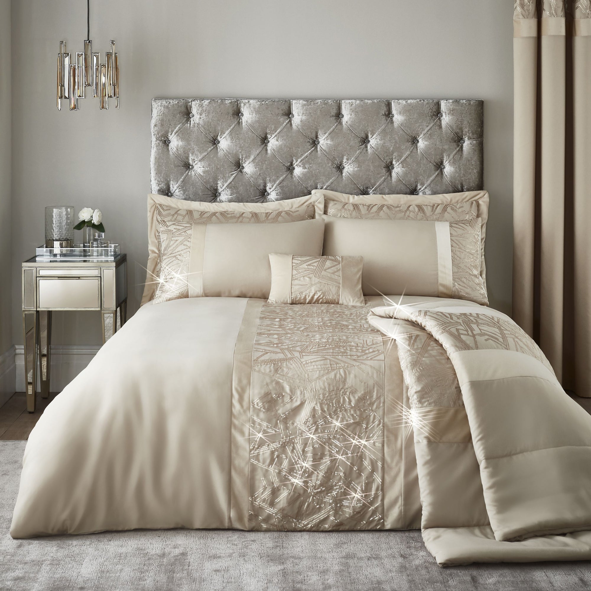 Catherine Lansfield Sequin Cluster Blush Luxury Duvet Cover Set or