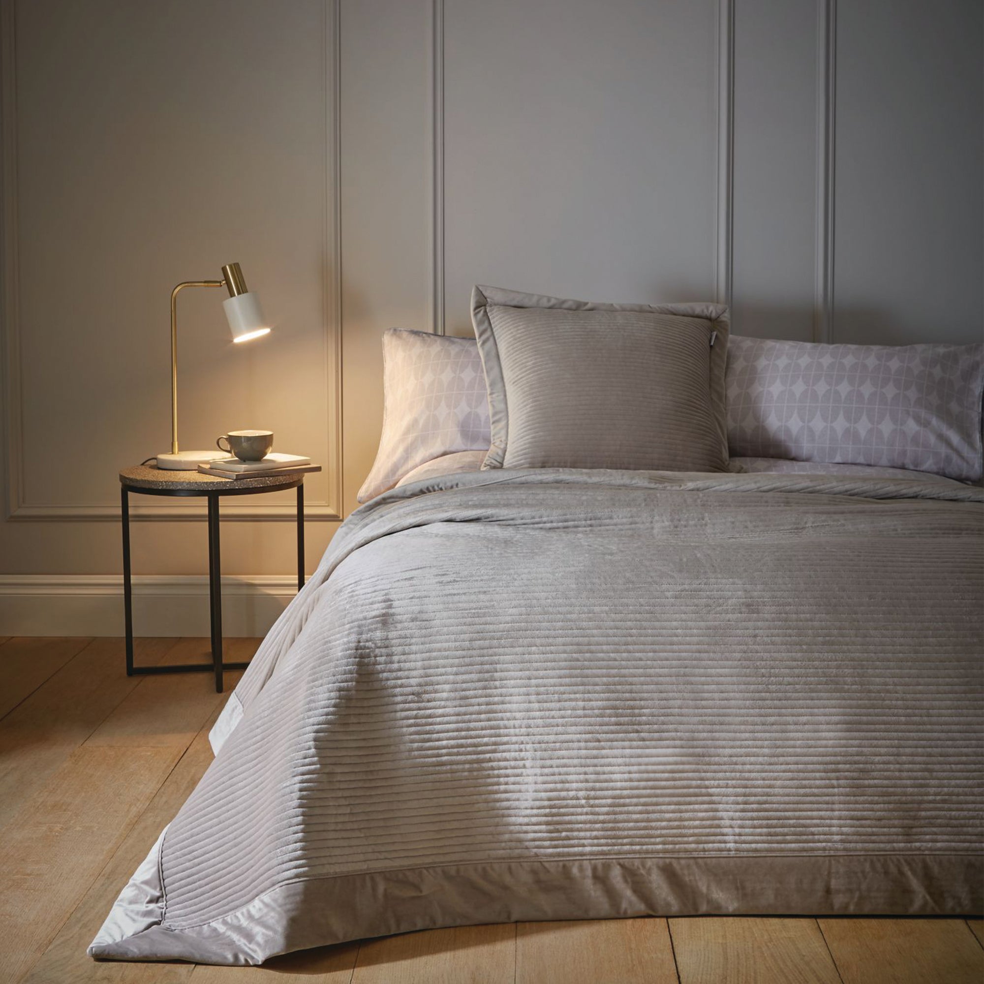 Content By Terence Conran Linear Velvet Bedspread Brown