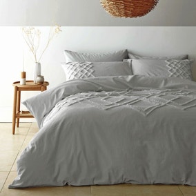 Pineapple Elephant Tufted Grey Diamond 100% Cotton Duvet Cover and Pillowcase Set