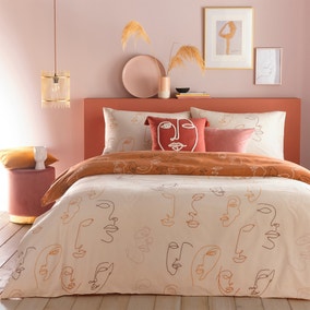 Furn. Kindred Apricot Reversible Duvet Cover and Pillowcase Set