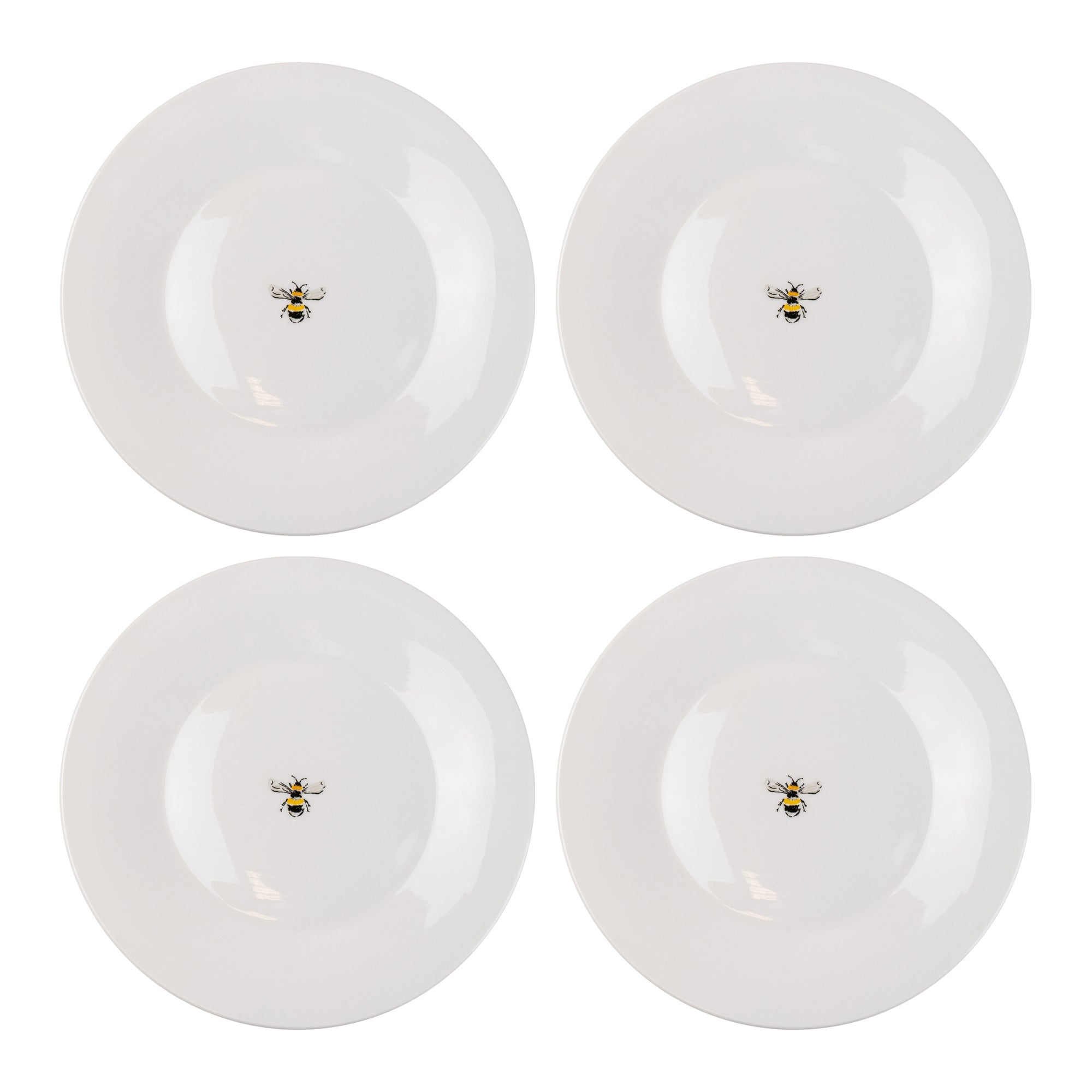 Image of Set of 4 Bee Side Plates White