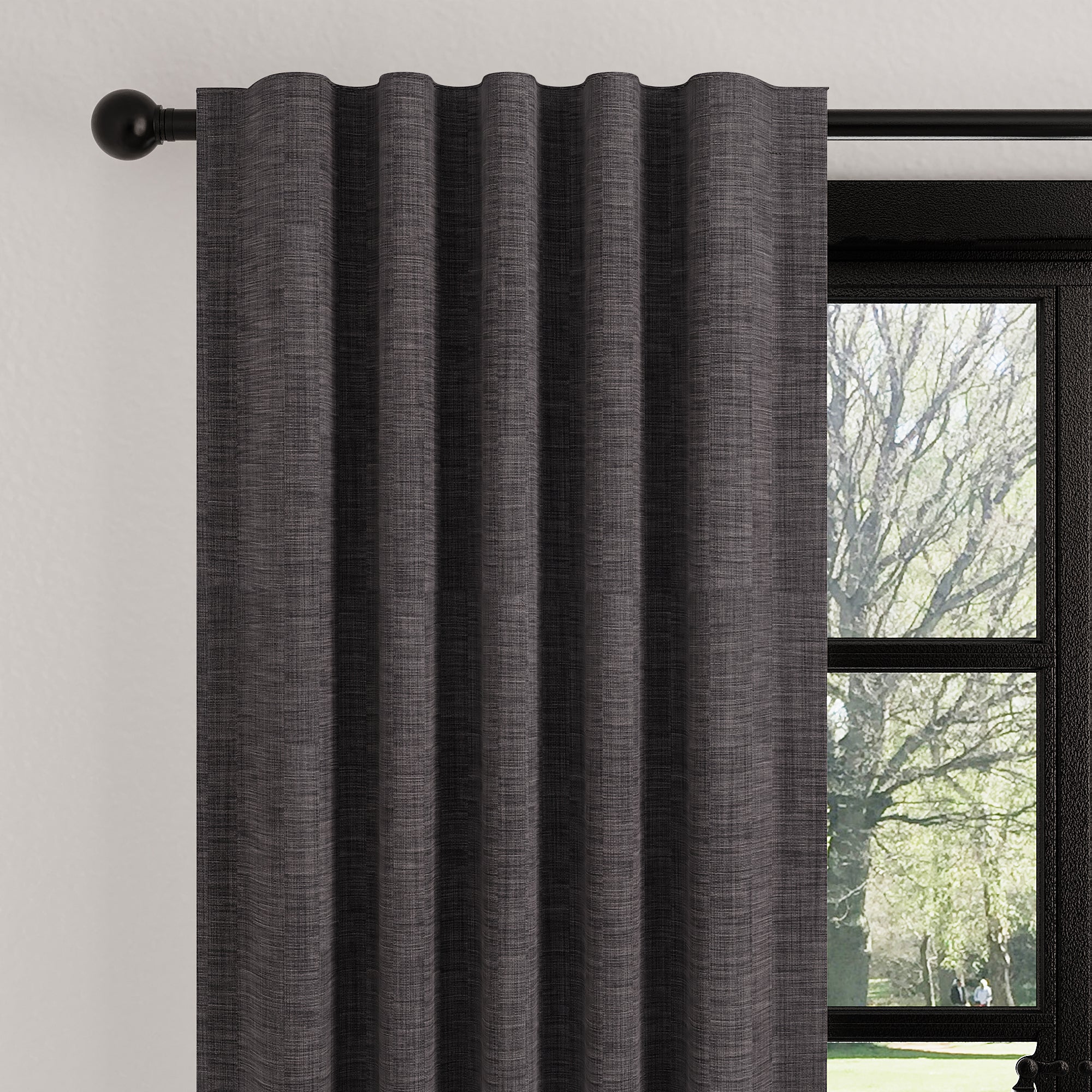 Photo of Mason tab top pencil pleat graphite curtains graphite -grey-