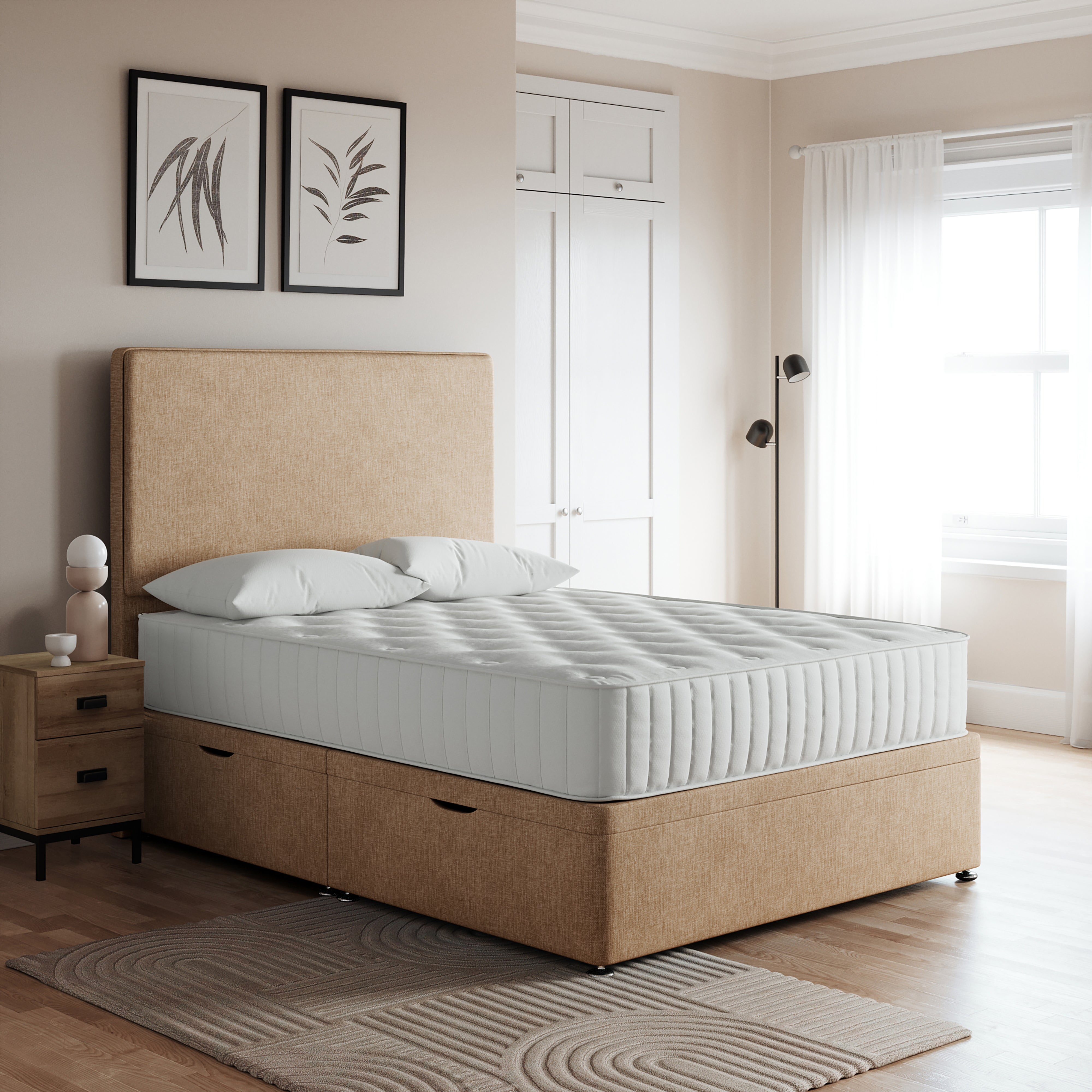 Side Opening Ottoman Bed Natural