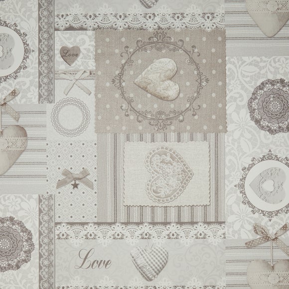 Click to view product details and reviews for By The Metre Vintage Hearts Grey Pvc.