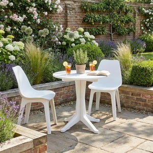 Levante 2 Seater White Bistro Set With Eolo Chairs