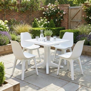 Ponente 4 Seater White Dining Set With Eolo Chairs