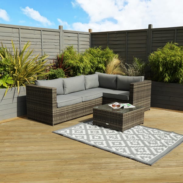 Rattan Grey Corner Sofa And Coffee, Waterproof Cushions For Outdoor Furniture Dunelm