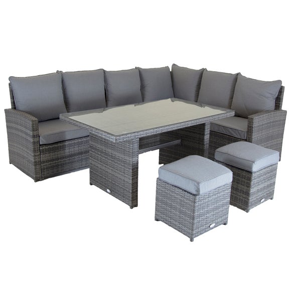 Rattan 6 Seater Grey Dining Set