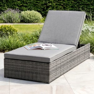 Rattan Grey Sun Lounger With Cushion