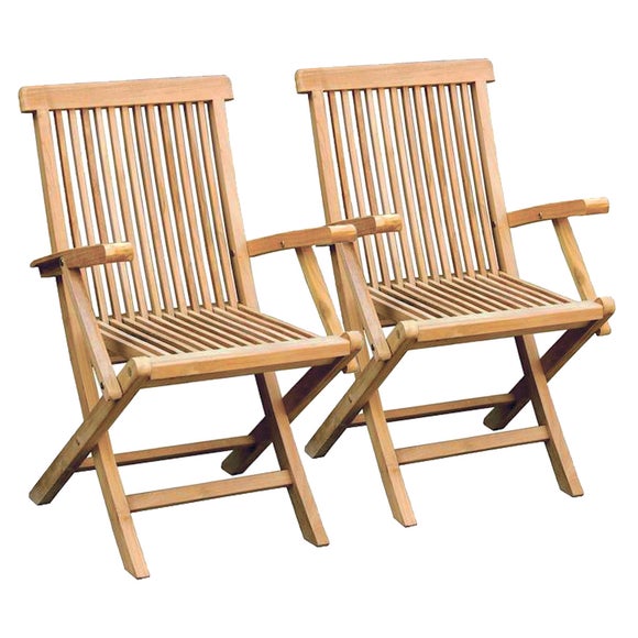 Click to view product details and reviews for Set Of 2 Teak Wooden Folding Armchairs.