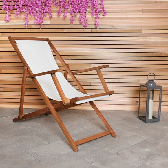Click to view product details and reviews for Eucalyptus Cream Wooden Deck Chair.