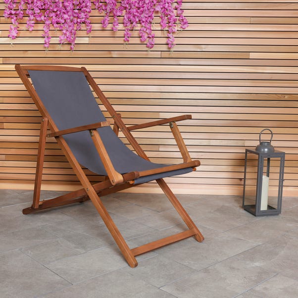 Eucalyptus Grey Wooden Deck Chair  image 1 of 2