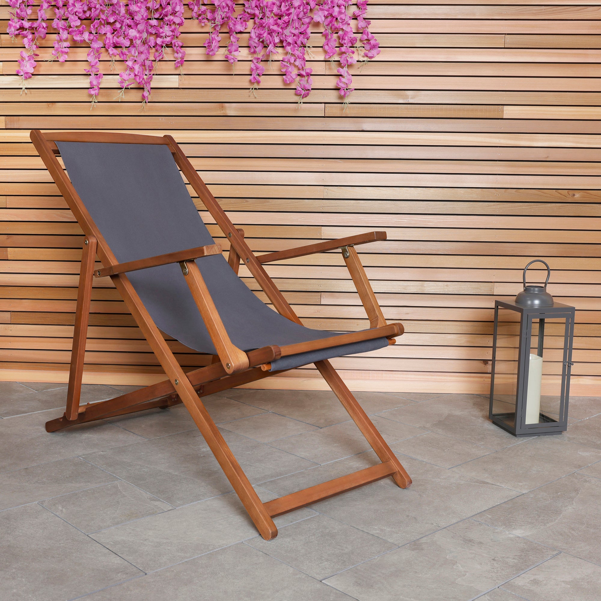 Eucalyptus Grey Wooden Deck Chair 