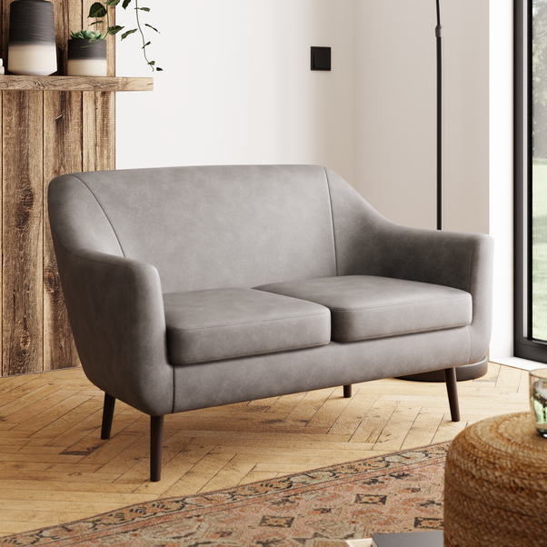 Eddie Distressed Faux Leather 2 Seater Compact Tub Sofa Dunelm Eddie Distressed Faux Leather 2 Seater, Small 2 Seater Brown Leather Sofa