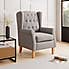 Oswald Button Back Faux Wool Armchair Grey