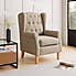 Oswald Button Back Faux Wool Armchair Natural