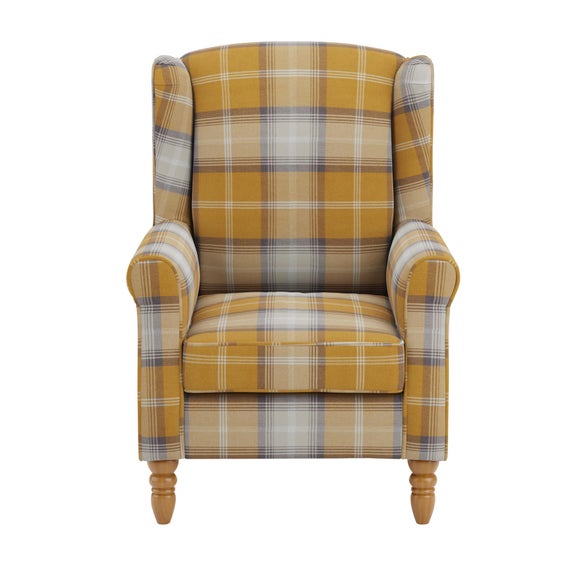 Oswald Check Wingback Armchair Dunelm