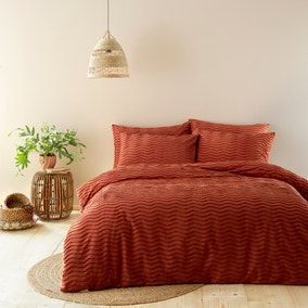 Arlo Terracotta 100% Cotton Duvet Cover and Pillowcase Set