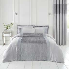 Beverley Charcoal Embellished Luxe Duvet Cover and Pillowcase Set