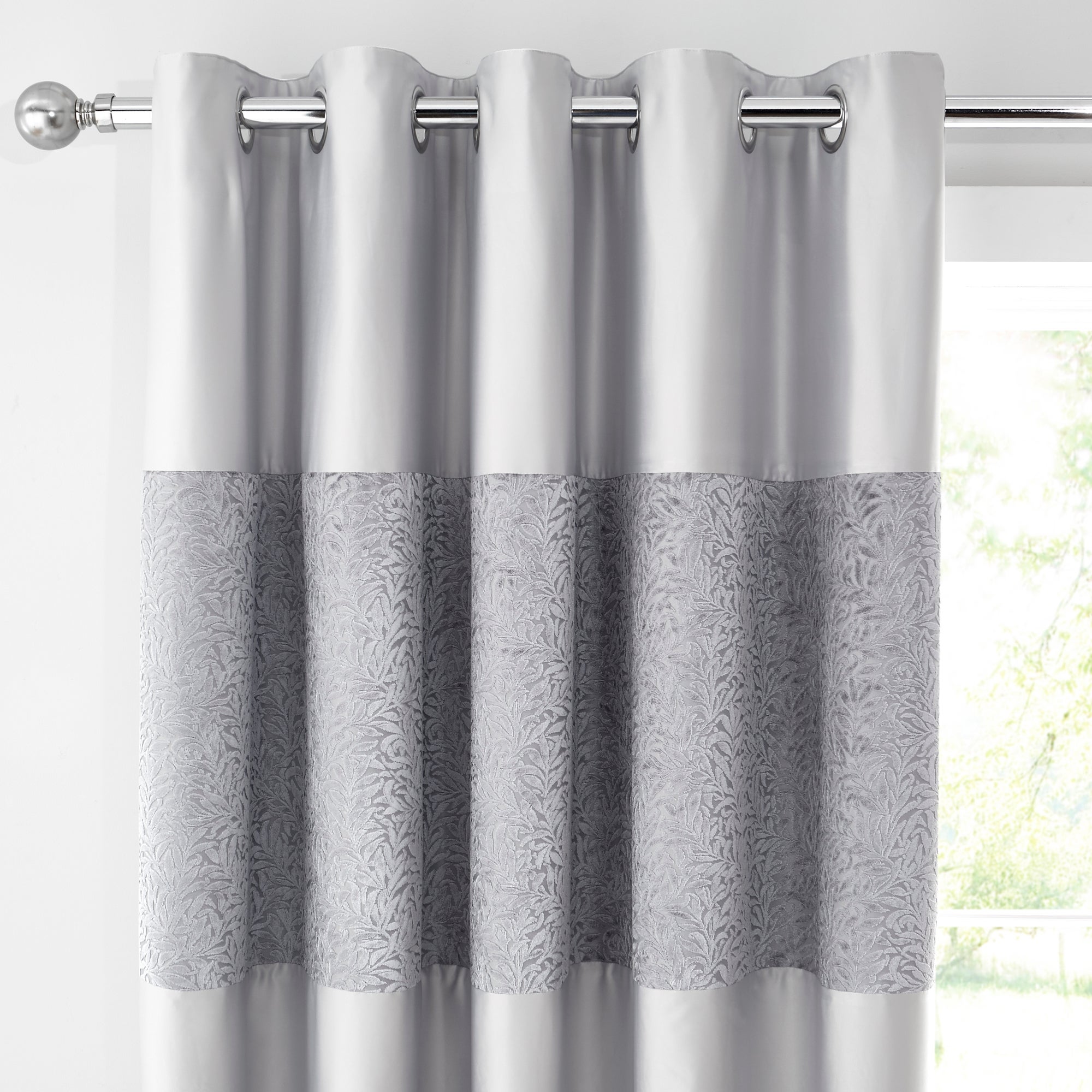 Beverley Luxe Charcoal Blackout Eyelet Curtains Charcoal