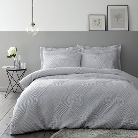 Romilly Wave Luxe Pinsonic Silver Duvet Cover and Pillowcase Set