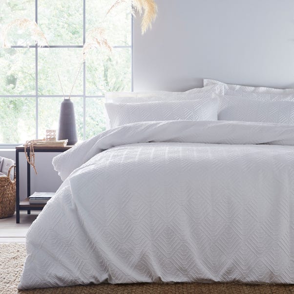 Parisa Geometric White Duvet Cover and Pillowcase Set image 1 of 4