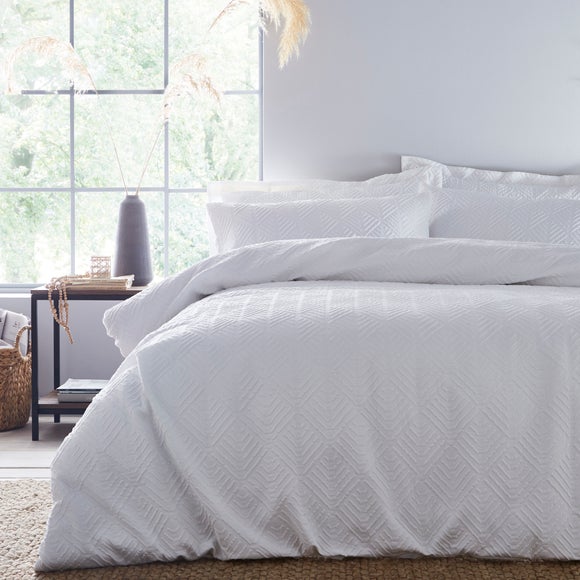 dunelm seersucker bedding white