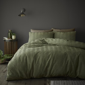 Arlo Olive 100% Cotton Duvet Cover and Pillowcase Set