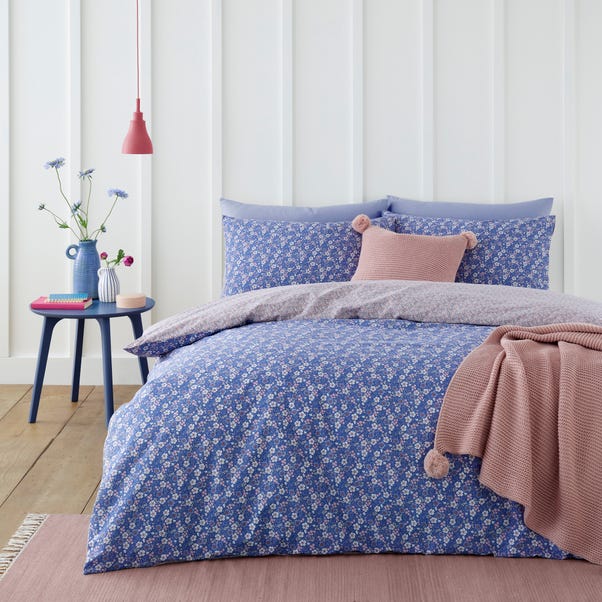 Bessie Ditsy Floral Navy 100% Cotton Reversible Duvet Cover and Pillowcase Set image 1 of 5