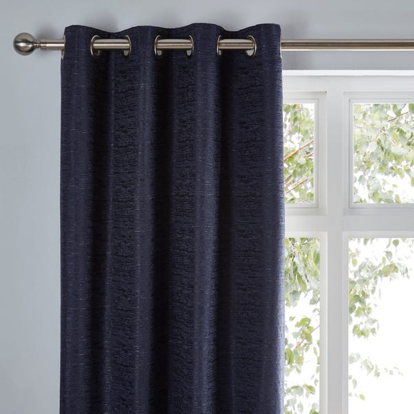 Molly Navy Eyelet Curtains Dunelm, Do Eyelet Curtains Need To Be Double Width