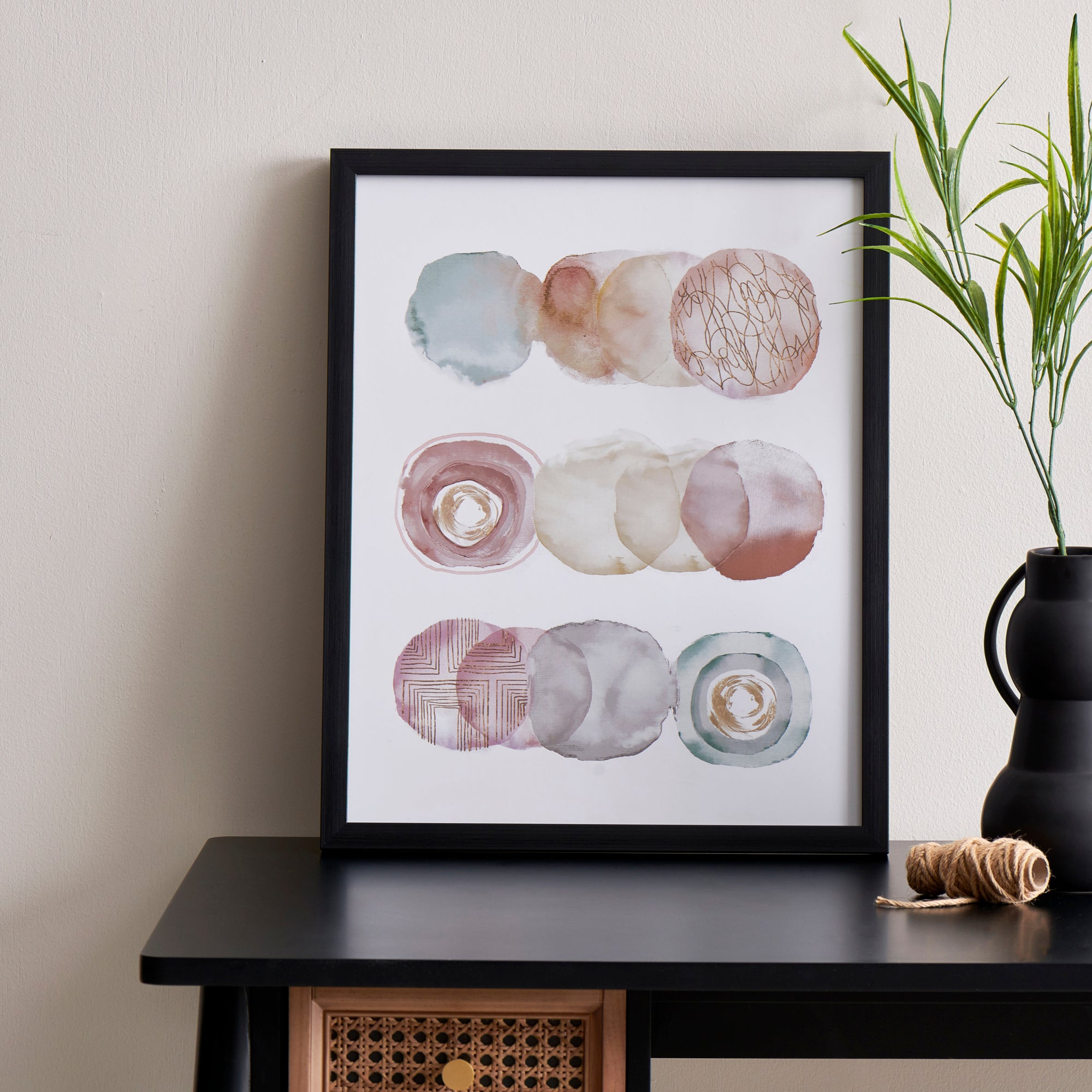 Click to view product details and reviews for Abstract Circles Framed Print White.