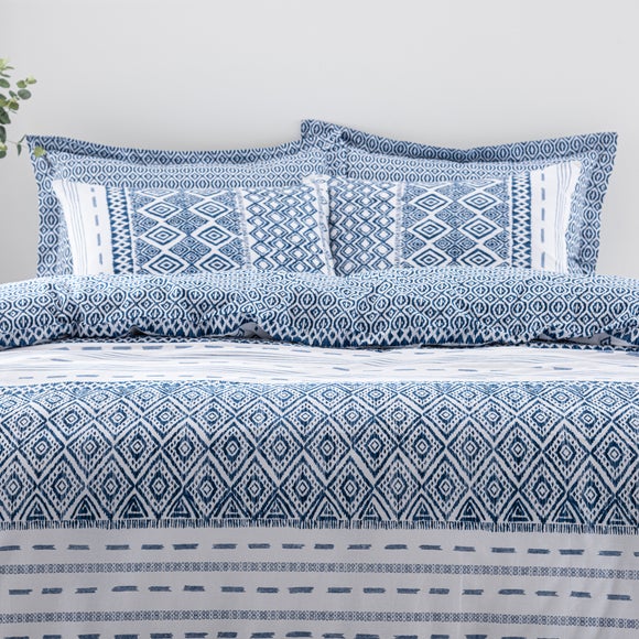 Jax Blue Mosaic 100 Cotton Duvet Cover and Pillowcase Set Dunelm