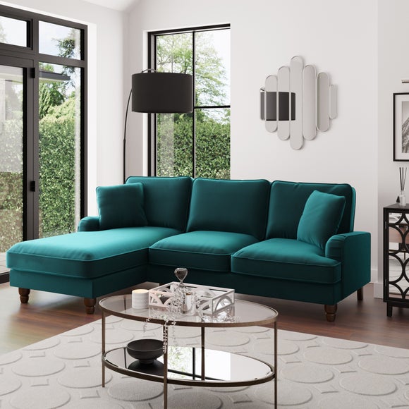 Beatrice Velvet Left Hand Corner Sofa Dunelm