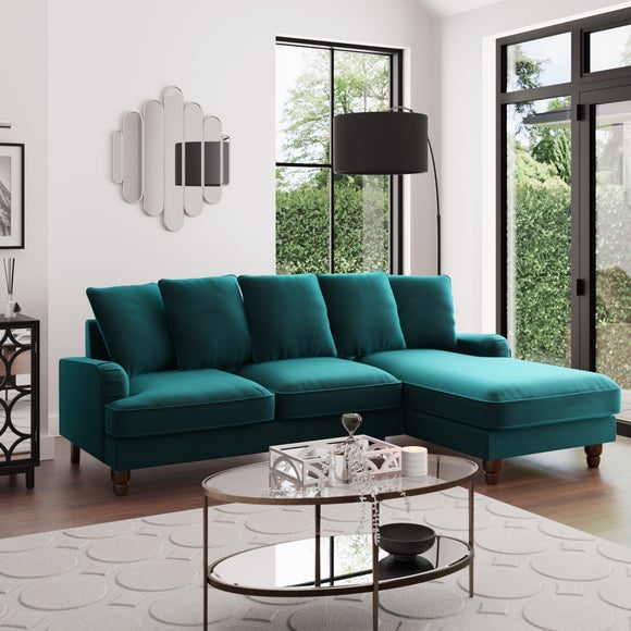 Click to view product details and reviews for Beatrice Scatter Back Matte Velvet Right Hand Corner Sofa.