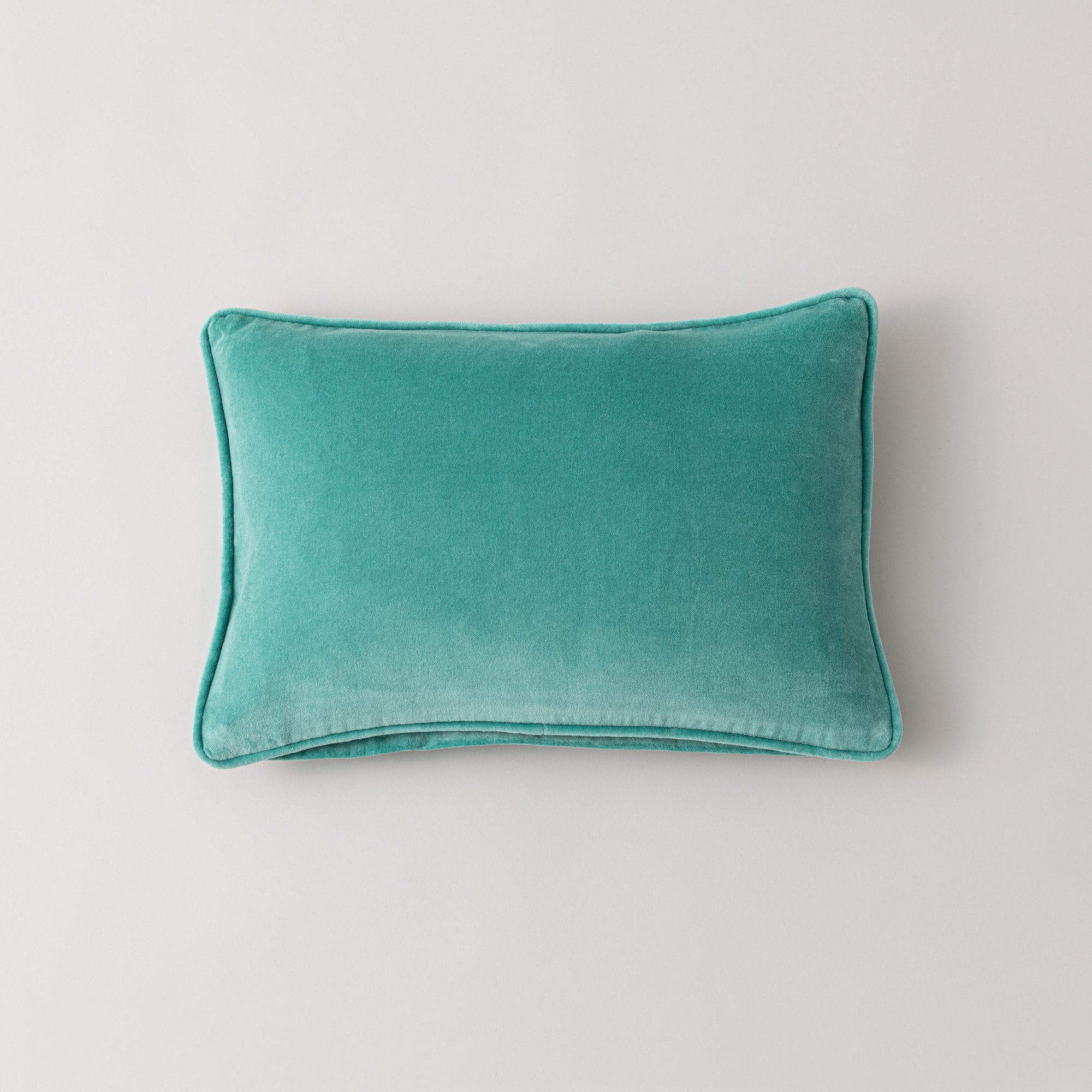 Clara Cotton Velvet Rectangle Cushion Blue